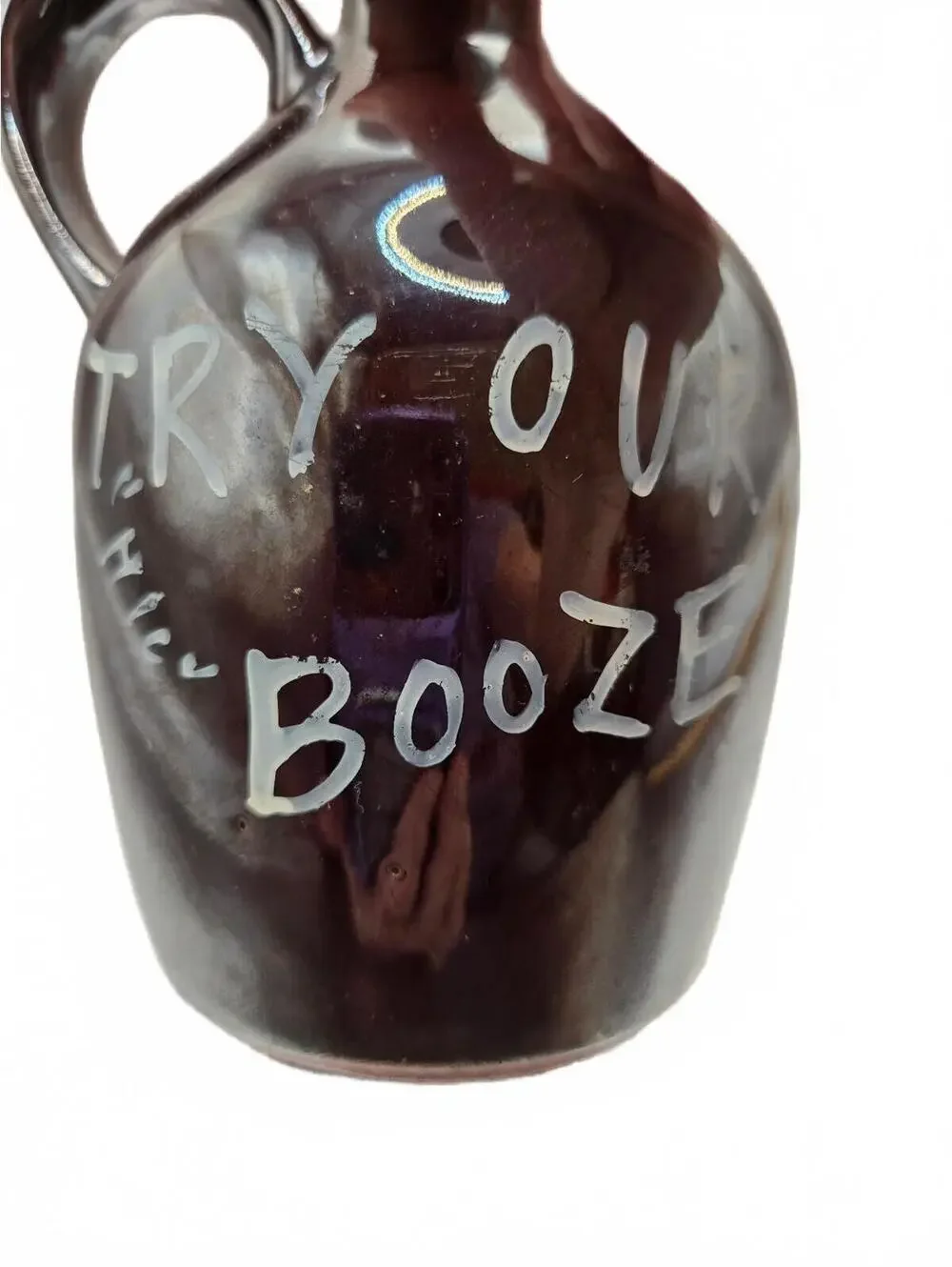 Vintage Skull Crossbones Old Man's Private Stock Poison Decanter Brown Jug Japan